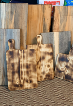 Charcuterie boards with burnt finish
